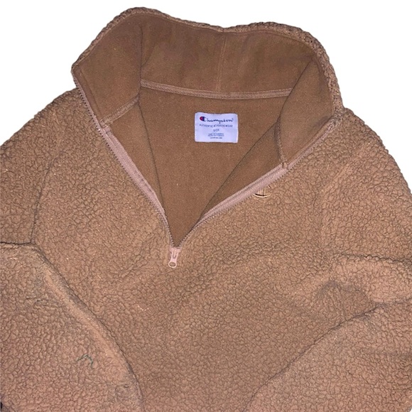 Champion 1/2 Zip Teddy Oversized Fluffy Sweater Size Small - Picture 3 of 6